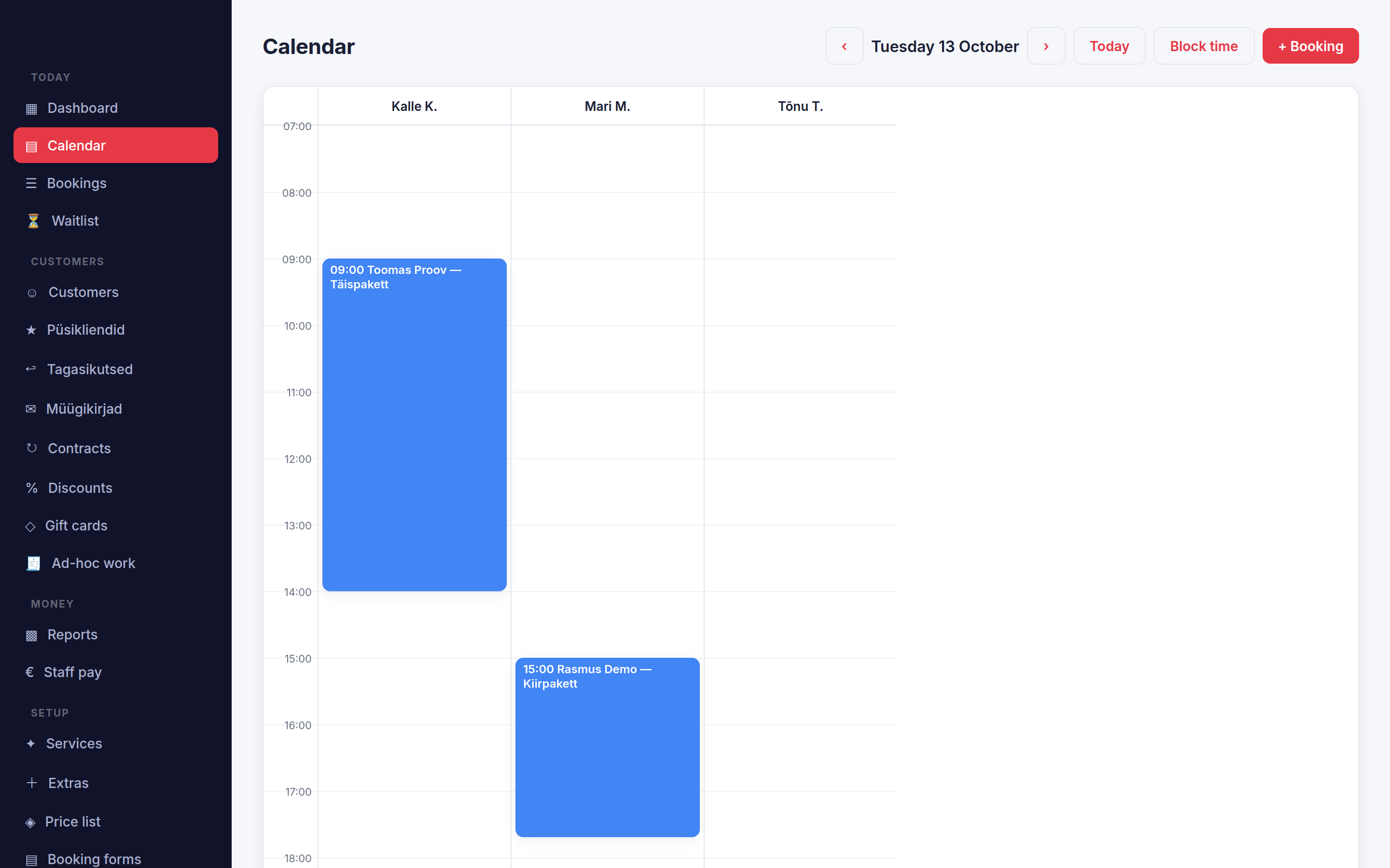 Ekraanipilt: Kalender